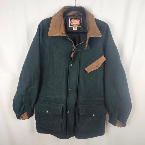 australian outback collection Other - Australian Outback Collection Wool Coat Leather Trim Mens L Vintage 1990s